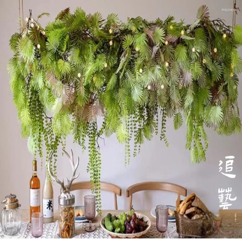 Decoratieve bloemen nep eucalyptus rattan kunstmatige planten wijnstok plastic boom tak muur hangende bladeren voor huizen tuin buiten bruiloft