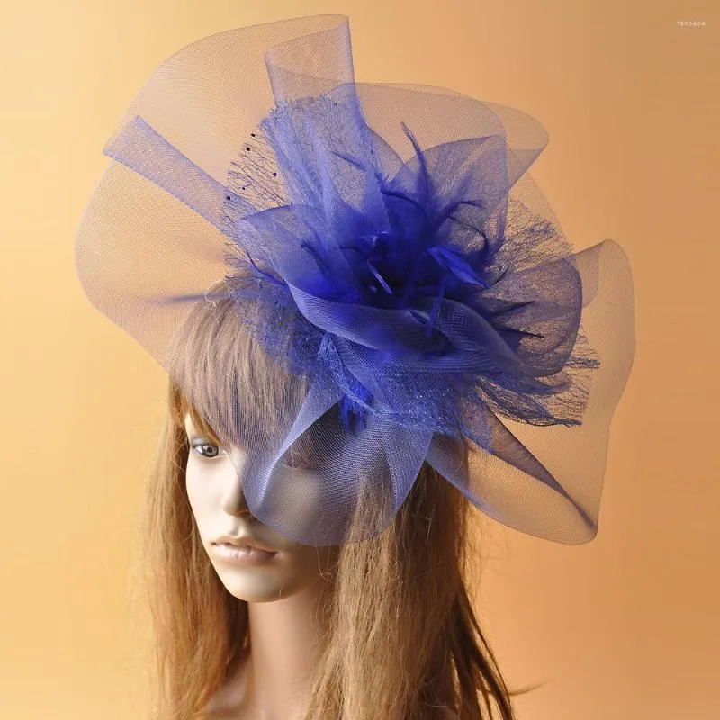 Başlıklar ziyafet tüyü saç pinleri başlık düğün partisi gelin tiara kadın fascinators klipsler aksesuar kafa grubu