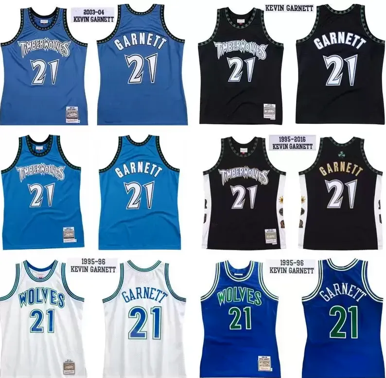 Retro Basketball Jerseys 21 Kevin Garnett Jersey Mitchell Ness 1995-96 97-98 03-04 Classics Vintage Men Sleveless