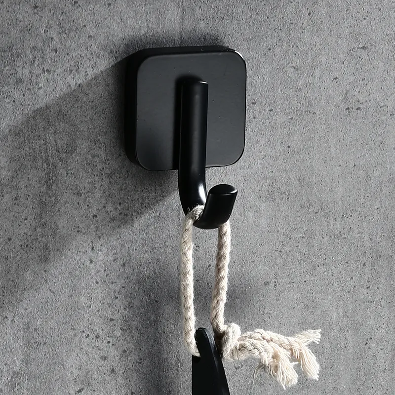 Matt Black Coat Racks Handdukkrok Rund Base Robe Hook Wall Mounted 304 Rostfritt stål Klassiskt badrumstillbehör