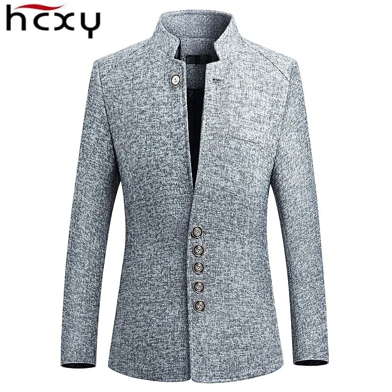 Мужские костюмы Blazers Hcxy Blazer Мужчины весенний китайский стиль дефектный воротник мужской пиджак Slim Fit Mens Blazer Bupet Size M-5xl 230329