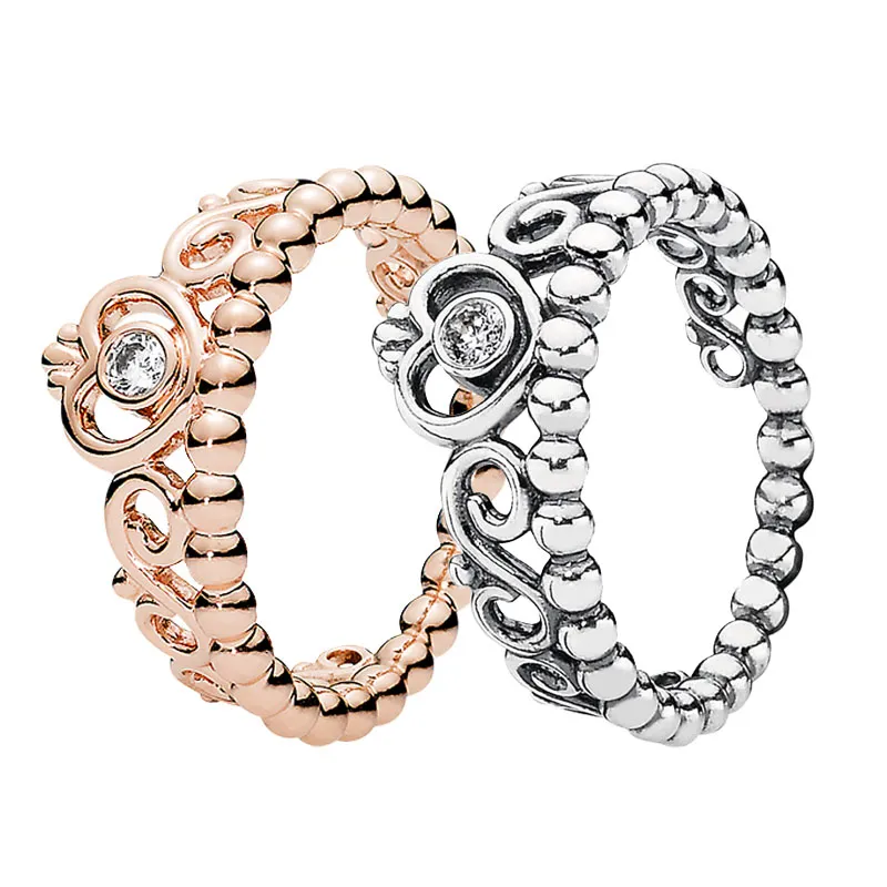 Sterling Silver Rose Gold Crown Pandora Ring Pandora 188282CZ