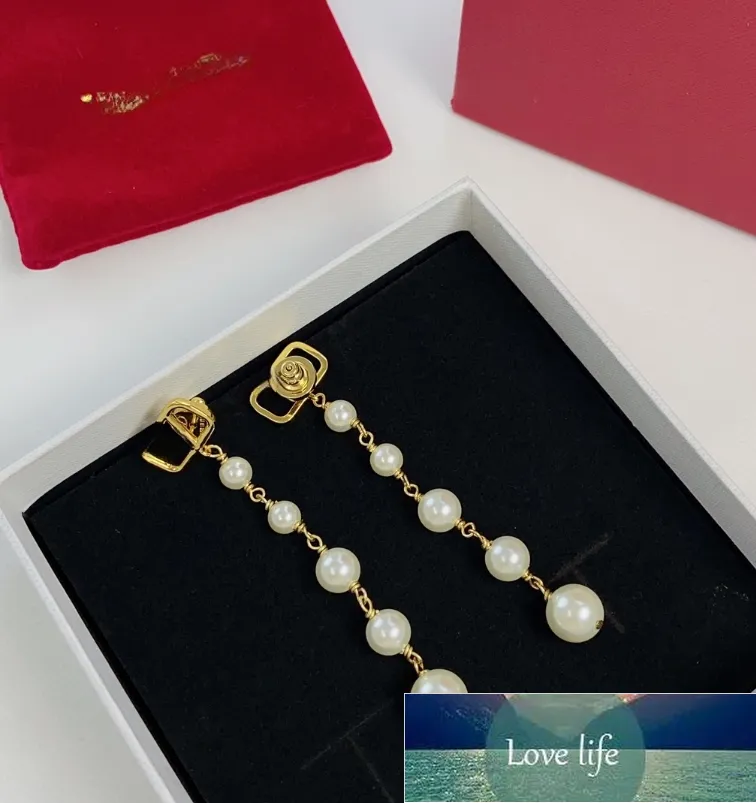 Vergoldete Luxusmarken-Buchstaben-Bolzen-geometrische berühmte Frauen-runder Kristallrhinestone-Perlen-Ohrring-Hochzeitsfest Jewerlry