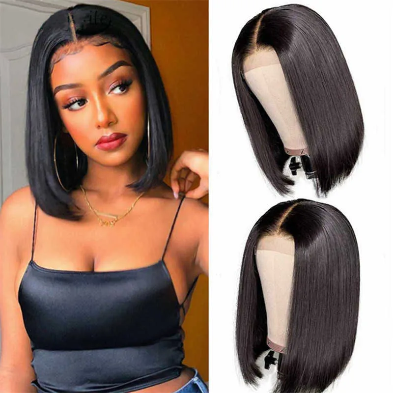 Wig Women's Center Center Length Bobo Head Chemical Chemical Chemical Pulliece Headpiece متوسطة الطولات الطويلة الأمامية الدانتيل الدانتيل 230329