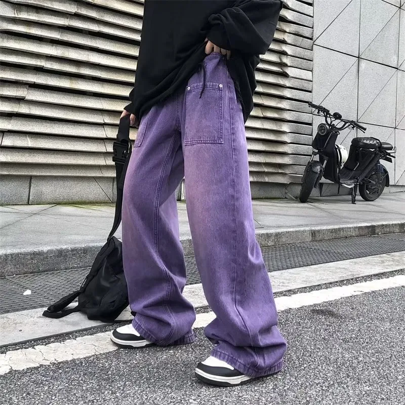 High Street Fashion Men's Purple baggy jeans - Straight High Street Fashion Men's Purple baggy jeans - Straight