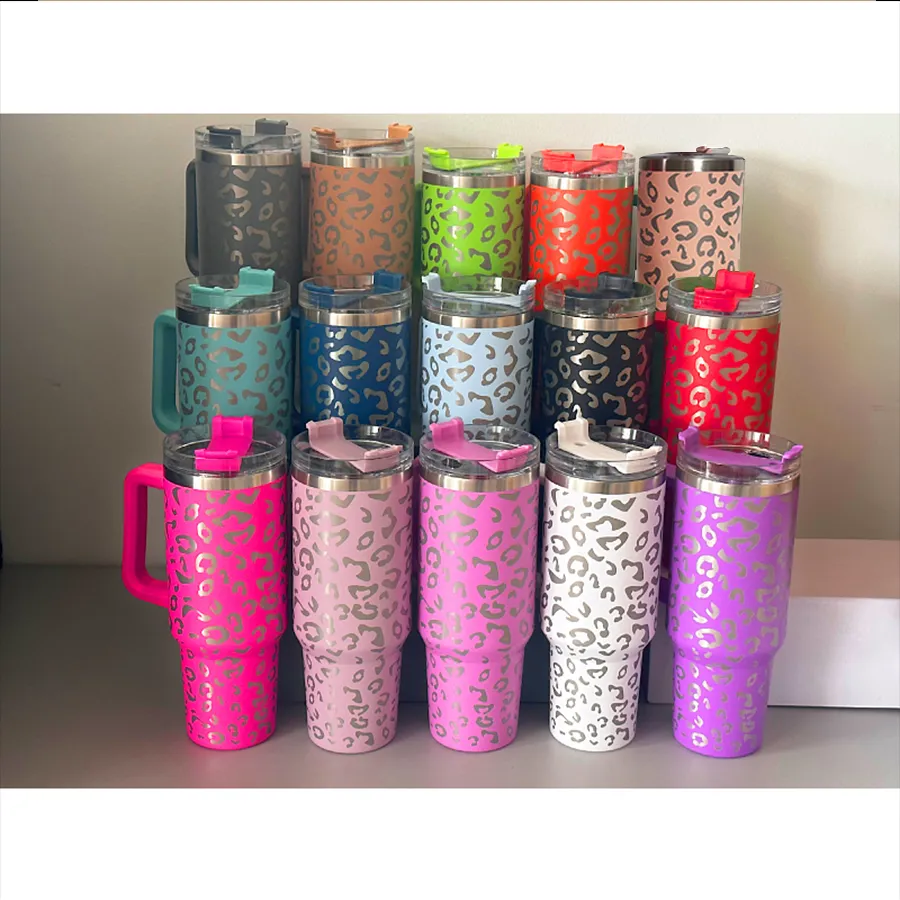 40 oz Leopard Print Stainless Steel Travel Mug Tumbler with Handle and  Straw from Dhgate Tumblers - price 19.18