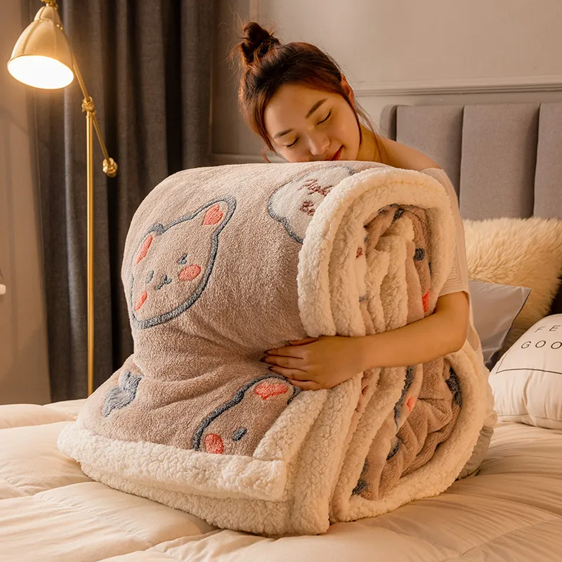 Blankets Winter Bed Solid Color Fleece Throws Adult Thick Warm Sofa Blanket Super Soft Duvet Cover Luxury From 43 79 DHgate