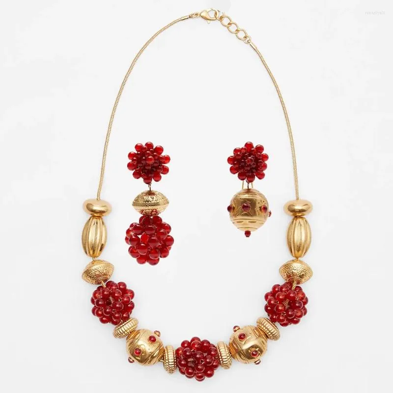 Choker Vedawas 2023 Red Metal Beads Collar Necklace For Women Trendy Handmade Link Chain Wedding Jewelry Wholesale Gift