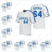 Custom Israel 2023 World Baseball Classic WBC Jersey Joc Pederson Matt Mervis Alex Dickerson Garrett Stubbs Michael Wielansky Danny Valencia Noah Mendlinger 