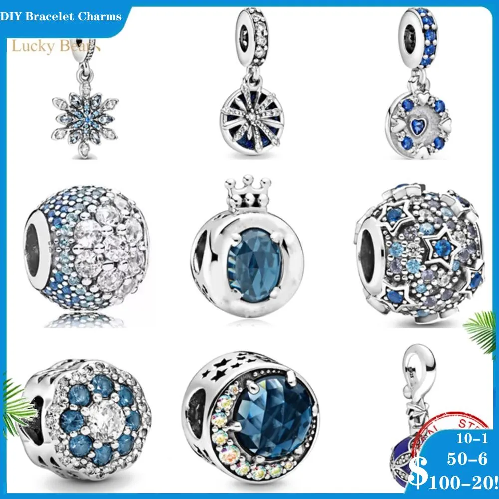 925 Siver pärlor charm för charmarmband designer för kvinnor glittrande krona glittrande blommor snöflinga diy fin