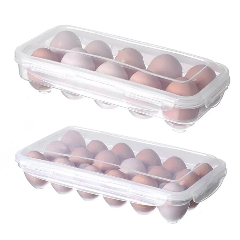 Storage Bottles & Jars 10/18 Grid Egg Box Eggs Tray With Lid Kitchen Refrigerator Rack Container Holder Fridge Organizer
