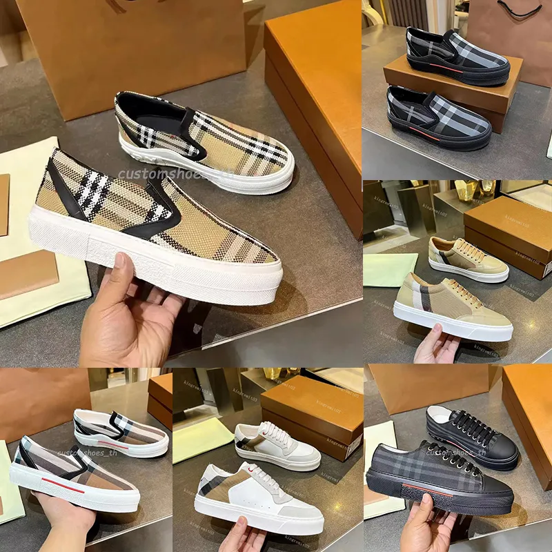 Sneakers firmate Scarpe in cotone a quadri Uomo Donna Platform Taiers Sneaker a righe di marca Scarpa bassa in tela vintage