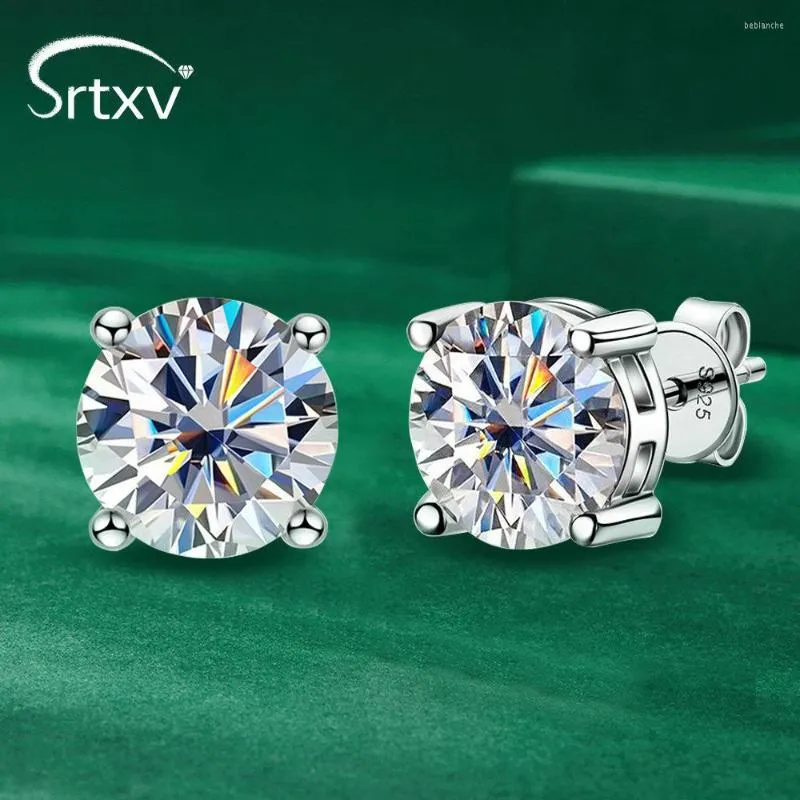 Stud Earrings 2ct Real D Color Moissanite For Women Men 925 Sterling Silver Diamond Wedding Birthday Gifts Jewelry