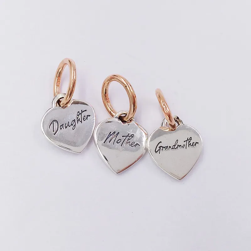 Generation of Hearts Triple Dangle Charm 925 silver Leather Pandora Moments for Christmas Day fit Charms beads Bracelets Jewelry 782648C00 Andy Jewel