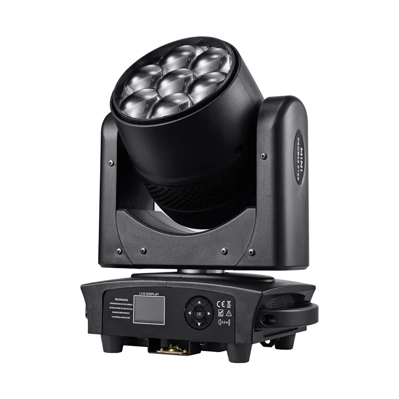 Clay-Parky 7x40w 4in1 RGBW LED Moving Head Head Zoom Wash Effect مع التحكم في الدائرة