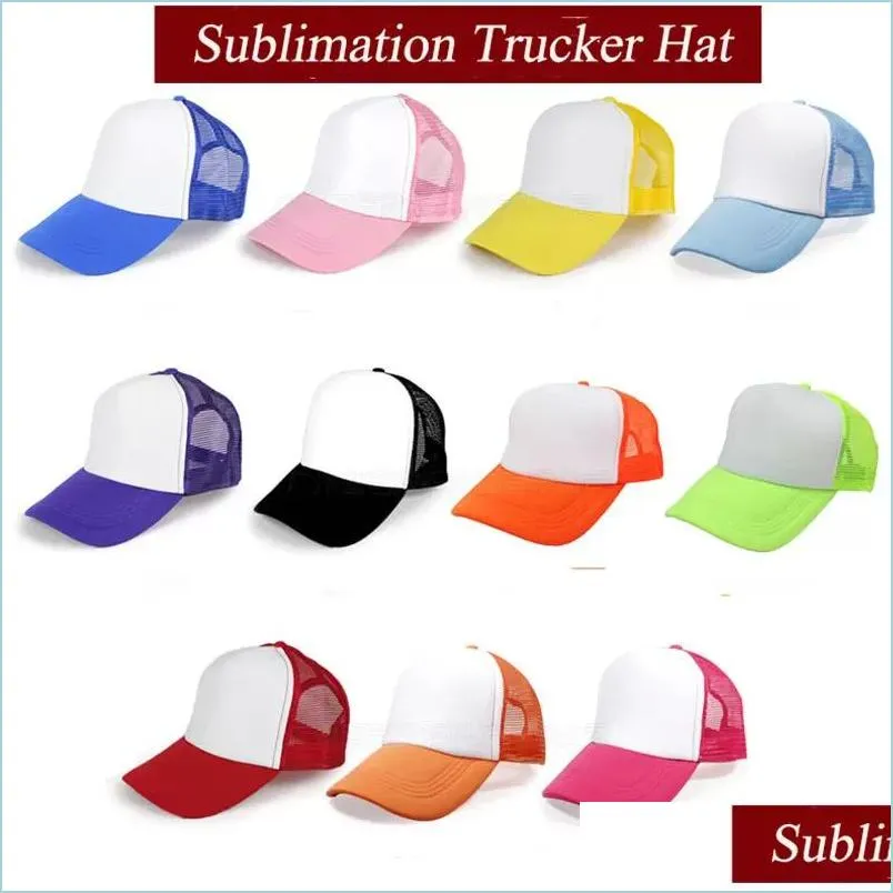 Chapeaux de fête Sublimation Trucker Hat Blank Mesh Adt Caps Pour L'impression De Sports Personnalisés En Plein Air Drop Delivery Home Garden Festive Supplies Dhwqj