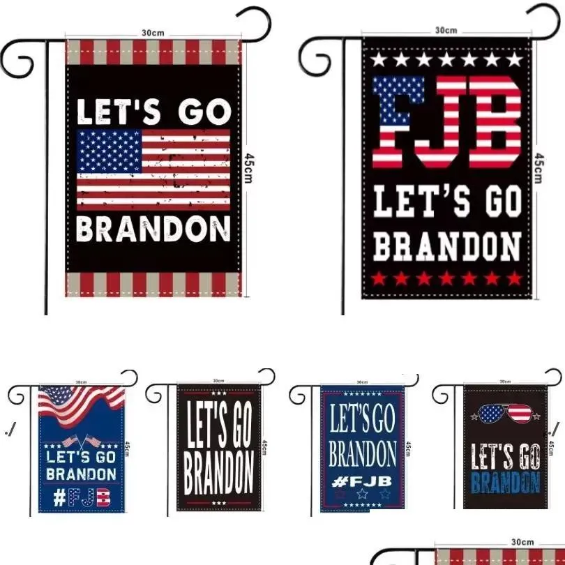 أعلام Banner Garden Let's Go Brandon 12x18 بوصة مزدوجة الجوانب الموسمية FJB لزخارف الفناء DHS Drop Dressl