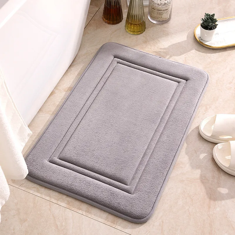 Tapis Inyahome mousse à mémoire de forme tapis de salle de bain velours doux tapis de salle de bain antidérapant Super absorbant tapis de salle de bain lavable 230329