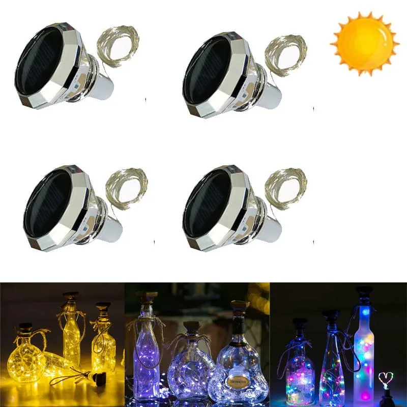 Strings LEDs LEDs Solar Wine Bottle Lights String Fairy Light Outdoor Perra impermeável Diamond Cork Home decorado