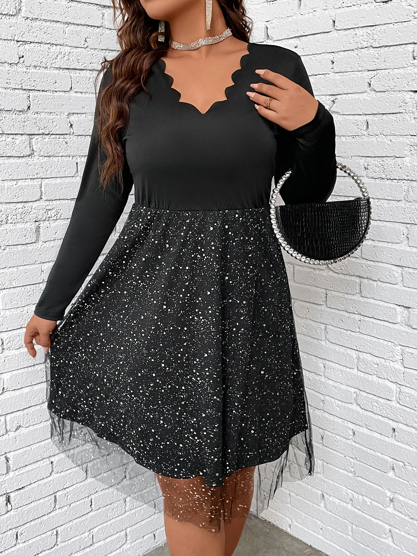 Plus size Dresses Pink Elegant Size Dress for Women 4XL Autumn Black Curvy Mesh Long Sleeve Clothing Prom Evening Party Large 230330