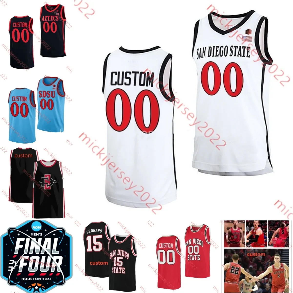 Tyler Broughton San Diego State Aztecs Basketball Jersey Miles Byrd Demarshay Johnson Jr. Cam Lawin Micah Parrish Elijah Saunders Darrion Trammell Aztecs Jerseys