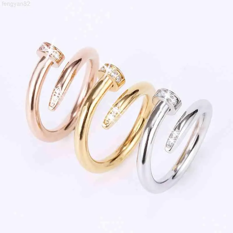 women's Jewelry titanium steel single nail ring European and American fashion street hip hop casual couple Classic gold Silver Rose optional