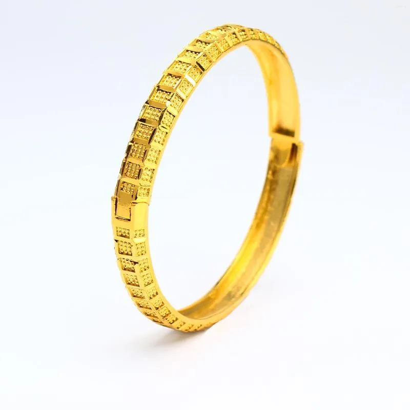 Bangle JH Fashion Gold Color Bracelet Geometric Grid Stackable Africa Bracelets Dubai Street Top Jewelry