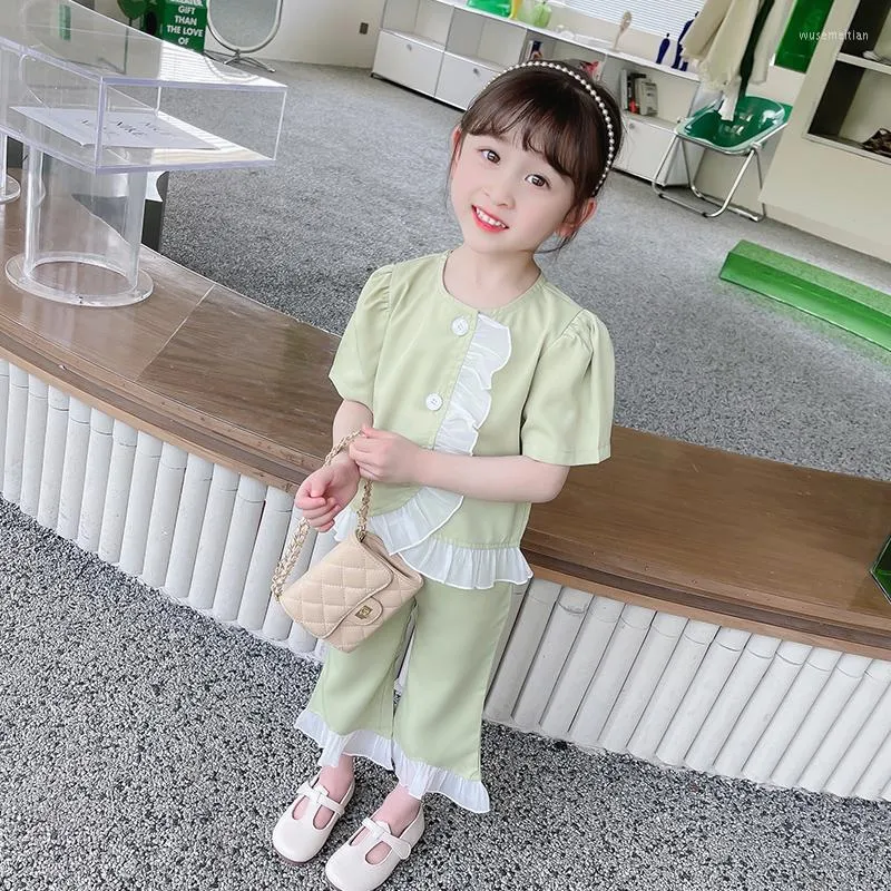 Kleidungssets Kinderkleidung T-Shirt Kurze Mädchen Outfits Lace Floral Sommer Trainingsanzug