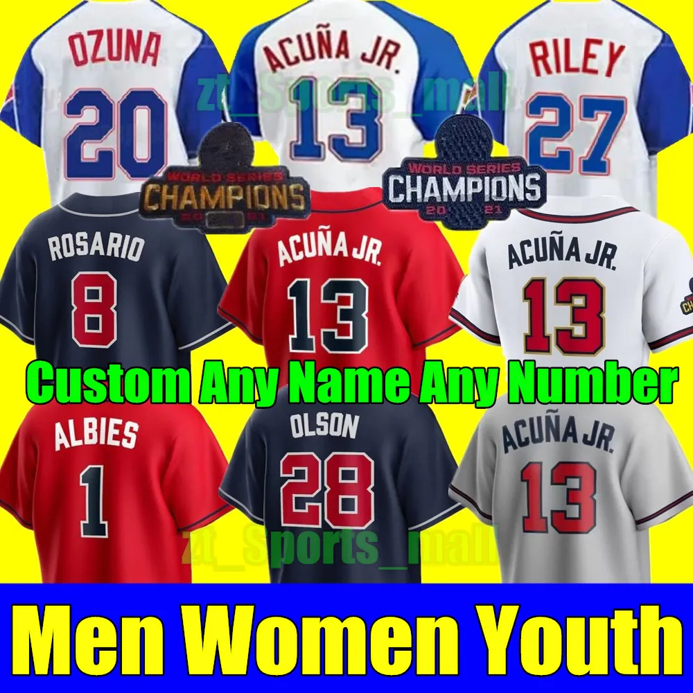 S-4XL 2023 City Connect 저지 Ronald Acuna Jr. MATT OlSON JORGE SolER DEiON SANDERS AUSTIN RILEY OZZIE BRAVES ALBIES JONES 남성 여성 청소년 야구 유니폼