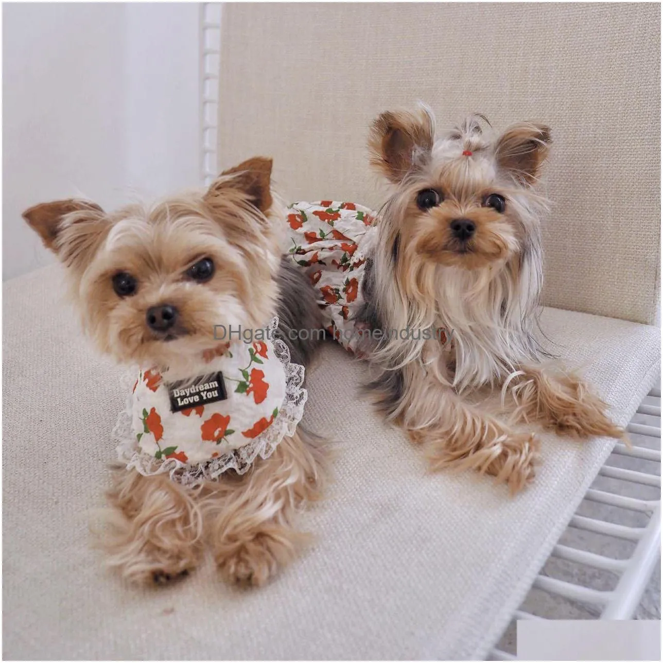 Dog Apparel Floral Picnic Roupas de animais de estimação verão e outono de pêssego saia Saias de saia de pêssego Suspenders entrega de gota curta h dhzto