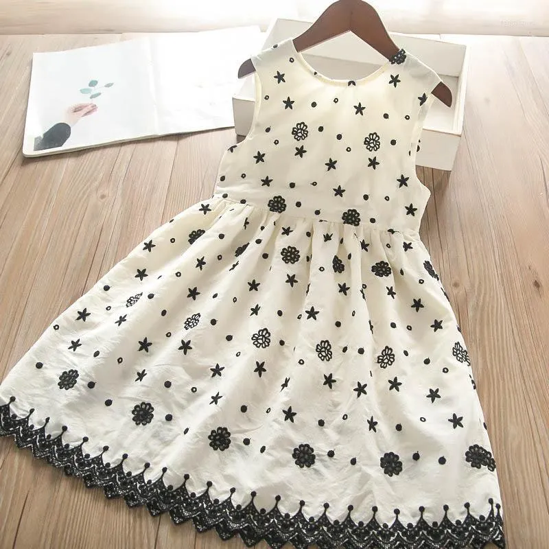 Robes de fille 2023 Été bébé filles fleurs étoiles à polka-dominaison gilet robe enfants vêtements en gros