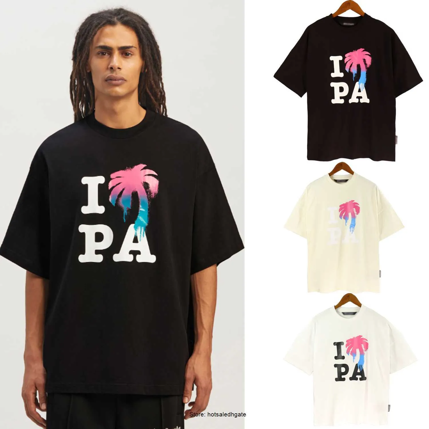 Wiosna i lato PA Męskie koszulki Modna marka mody Anioł Letter Direct Spray Printing T-shirt z krótkim rękawem Tree Red Młodzież 2023S NOWOŚĆ