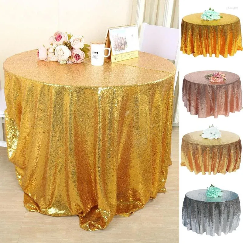 Tabela de mesa de lantejoulas de folha de mesa redonda para eventos Decoração de natal de natal rosa prata 60-330cm