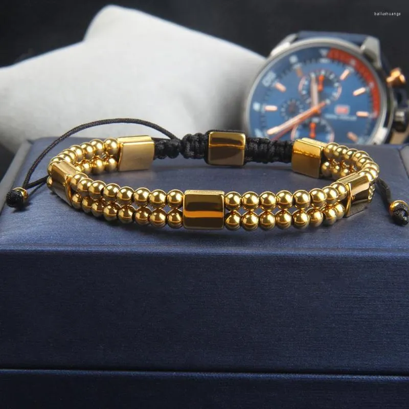 STRAND AILATU Luxe vierkante roestvrijstalen bedelarmband uniek ontwerp mode gevlochten verstelbare armband sieraden cadeau logo grave