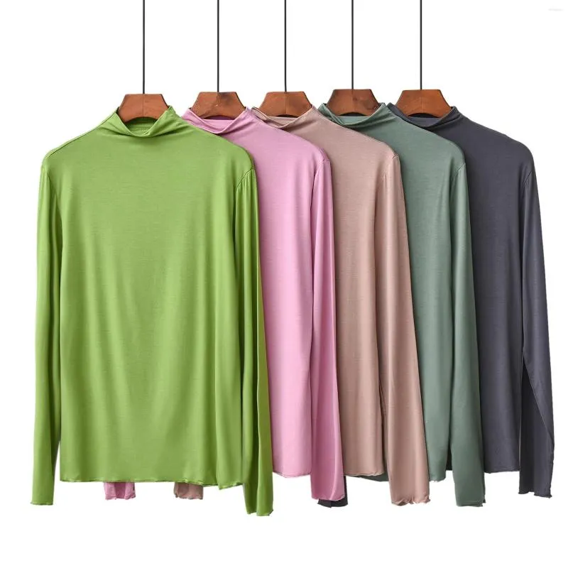 Women's T Shirts Candy Color Spring Autumn Shirt Women Korea Style Långärmad T-shirt 95% Cotton Slim Fit Tshirt Tee Femme 3xl