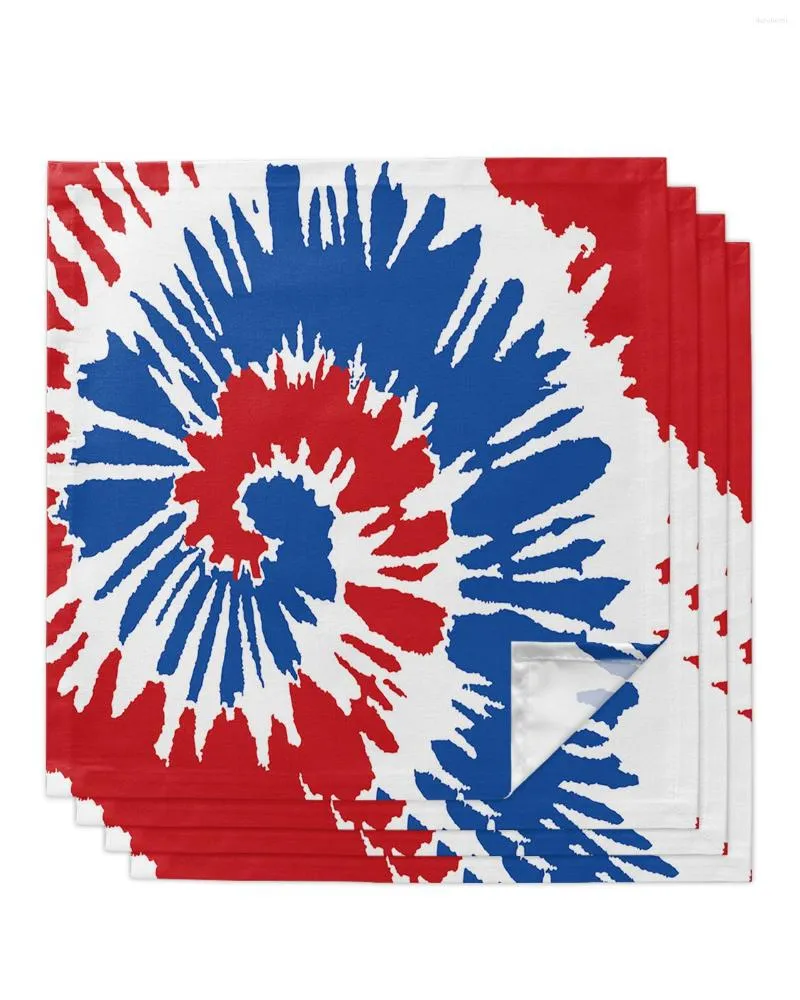 Tovagliolo da tavola 4 pezzi Blu Rosso Multicolore Tie Dye Square 50cm Decorazione di nozze per feste Panno Cucina Cena Tovaglioli