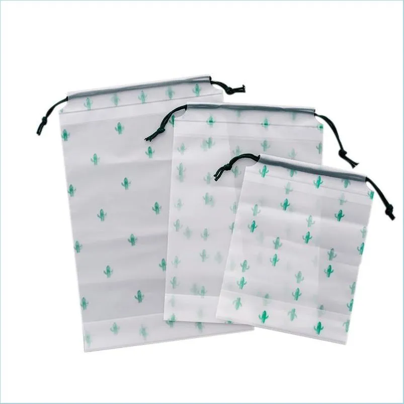 Zip Top Reusable Bags Plastic Cactus Dstring Bag Transparent Scrub