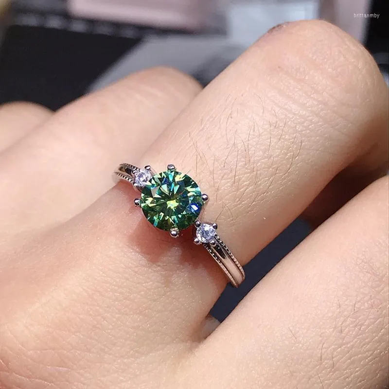 Wedding Rings Green Sapphire Dainty Ring for Women Single Crystal Gemstone Anniversary Voorstel Geschenk Moederdag Herwedding Brit22