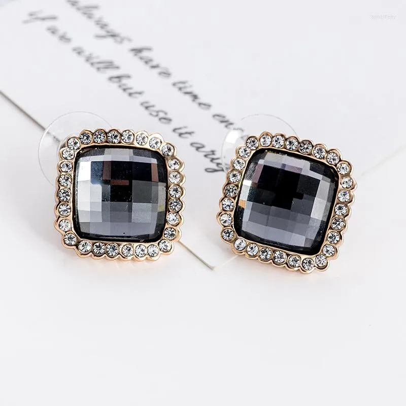 Stud Earrings ER-00489 2023 In Christmas Jewelry Gold Plated Women Black Square 1 Dollar Items Thanksgiving Gift