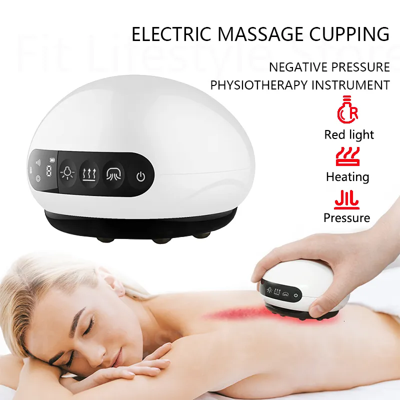 Appareils de soins du visage Massage électrique aux ventouses Affichage LCD Guasha Grattage EMS Masseur corporel Boîtes sous vide Ventouse IR Chauffage Graisse Minceur 230329