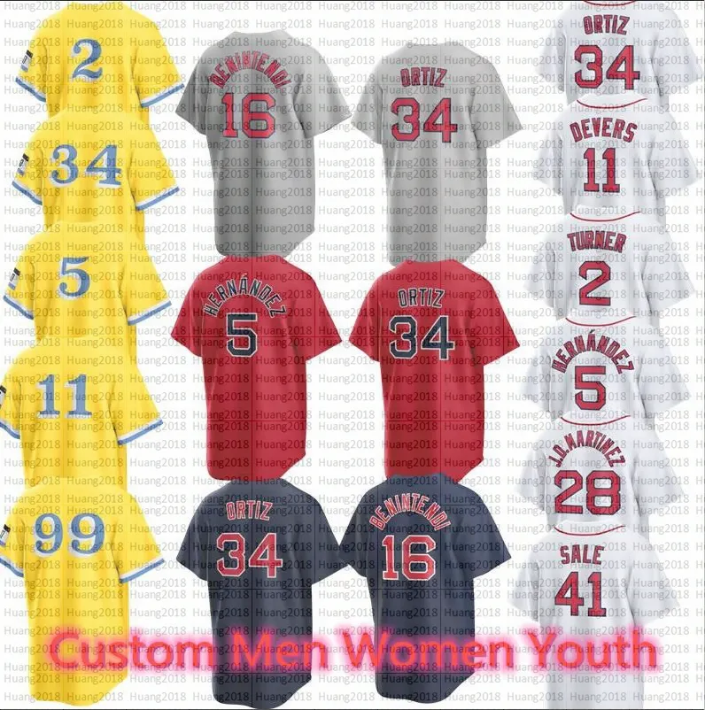 S-4XL Koszulka baseballowa David Ortiz Alex Verdugo Reese McGuire Trevor Story Rafael Devers Nick Pivetta Masataka Yoshida Enrique Hernandez Koszulki