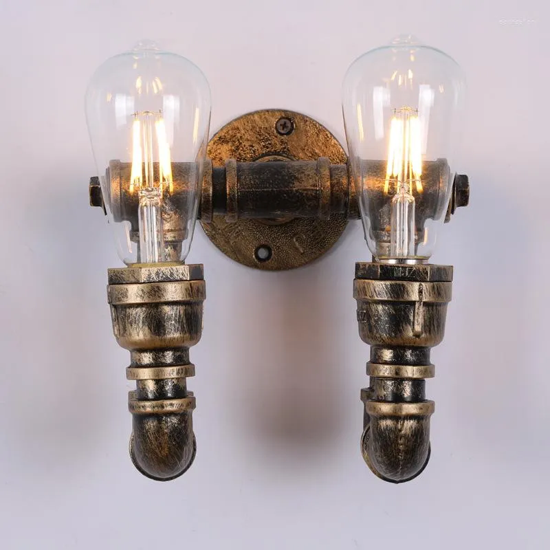 Wall Lamps Creative Retro 2 Heads Water Pipe Lamp Cafe Bar Lights Industrial Wind Restaurant Balcony Loft Wrought Iron Sconce Bra