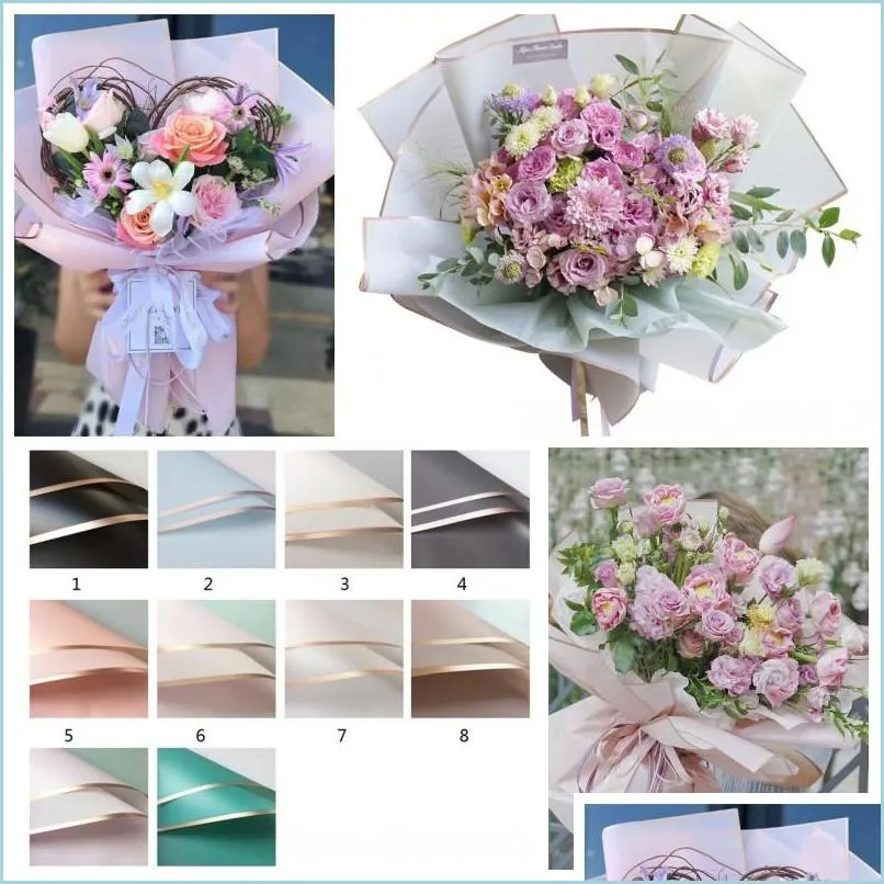 PAPEL DE FLORISTA DE GREST FLORIST 20pcs/lote 58x58cm Bouquet de flor Os suprimentos à prova d'água dos namorados da decoração presente entrega de garda home gard dhju8