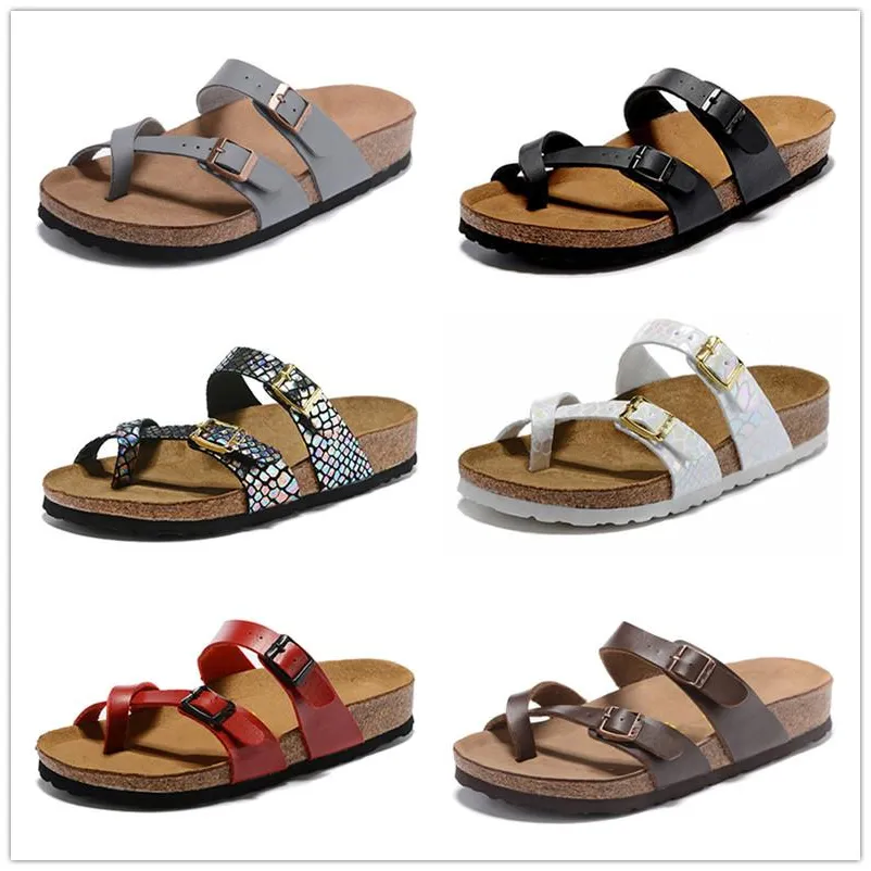 2023 Mens Womens Summer Cork Moda Chinelos Sapatos Sandálias de Praia Fundos Grossos Não-Slip Sapatos Casuais Huaraches Loafer Chinelos Flip Flops Sapatos de sola de madeira 34-46