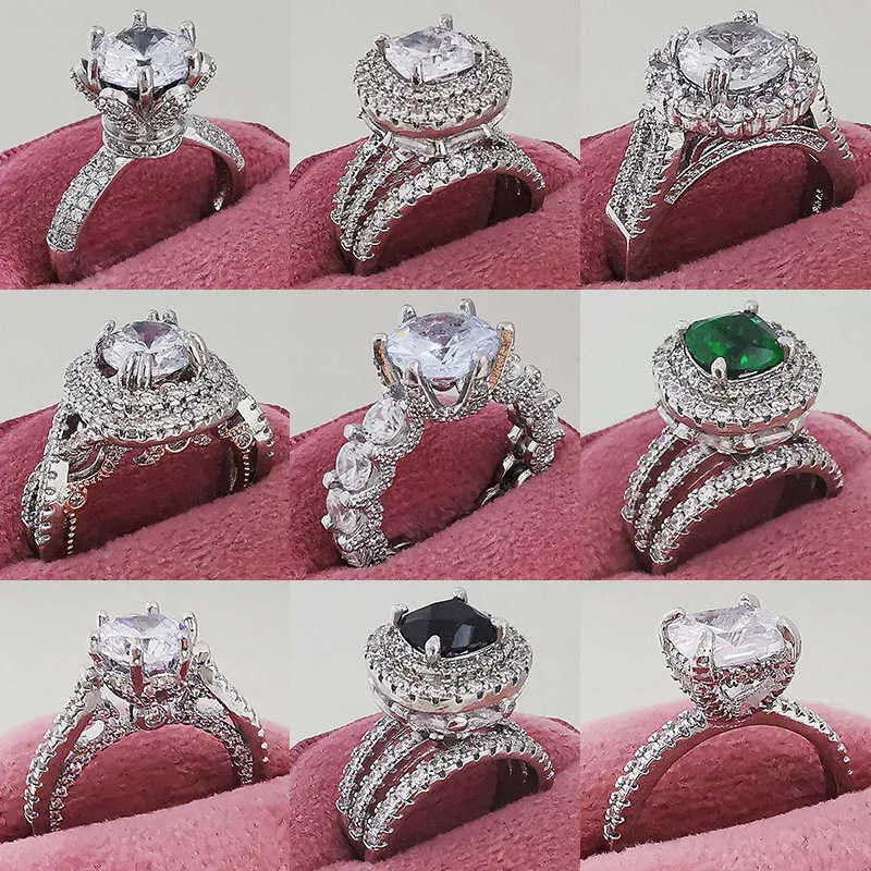 Bague solitaire 2023 Nouveau rétro luxe vintage couleur argent designer fiançailles mariage pour les femmes ternir gratuit bijoux fins R6176 Y2303