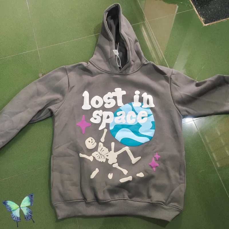Lost In Space Foam Printed Heavy Hoodie Mens Winter Clothing