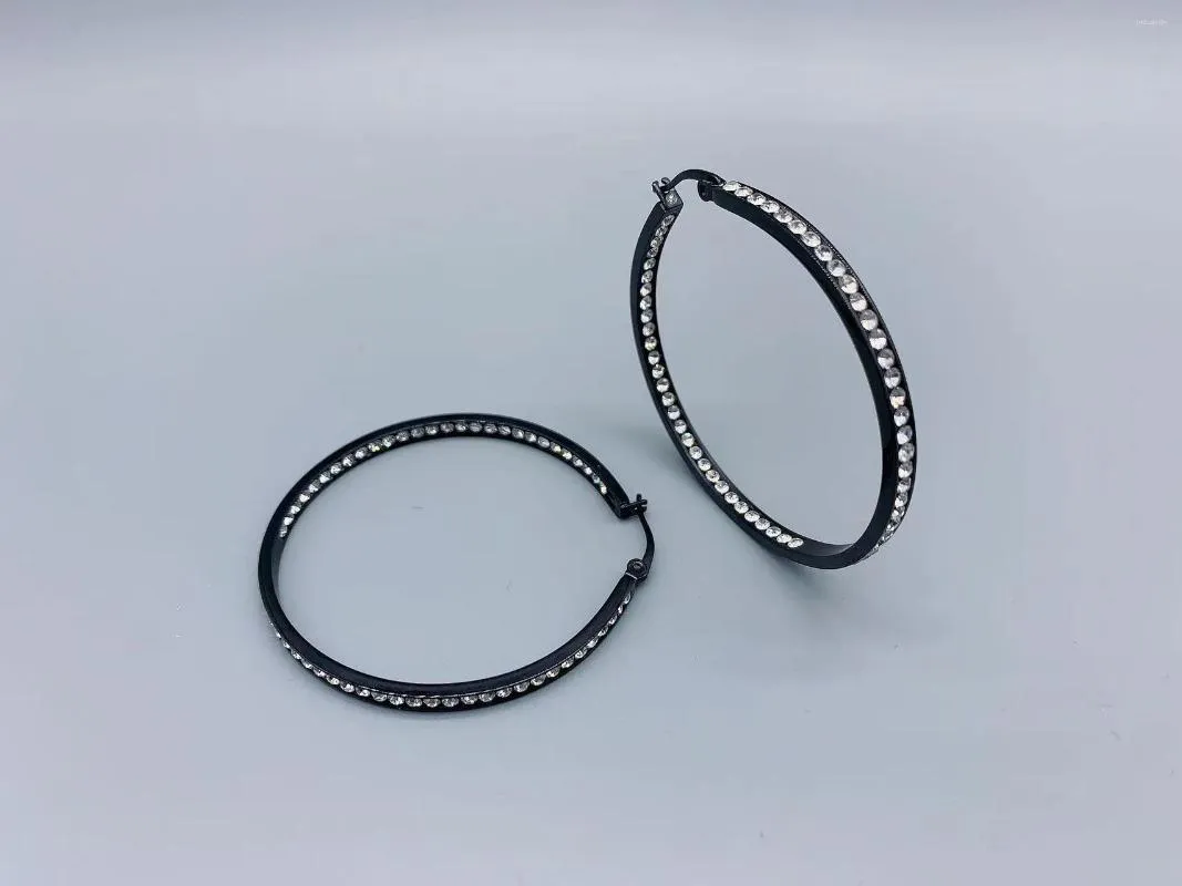 Hoop Earrings Le Han Jewelry Inside And Outside Clear Cubic Zirconia 50MM