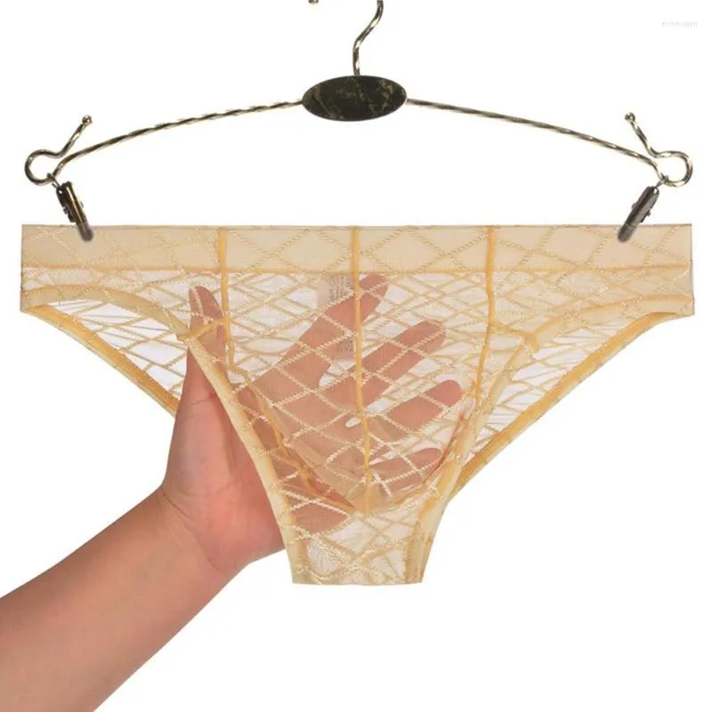 Unterhose Sexy Männer Nylon Briefs Sommer Cool Low-Rise Unterwäsche Transparente Wulst Pouch Panties Durchsichtig Gay Porno Schlüpfer