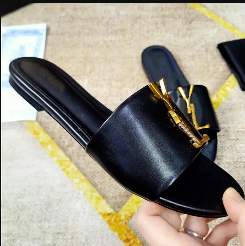 2023 Luxuries 디자이너 남성 여성 YS 슬리퍼 샌들 샌들 신발 슬라이드 여름 패션 넓은 플랫 플립 플립 박스 크기 35-42