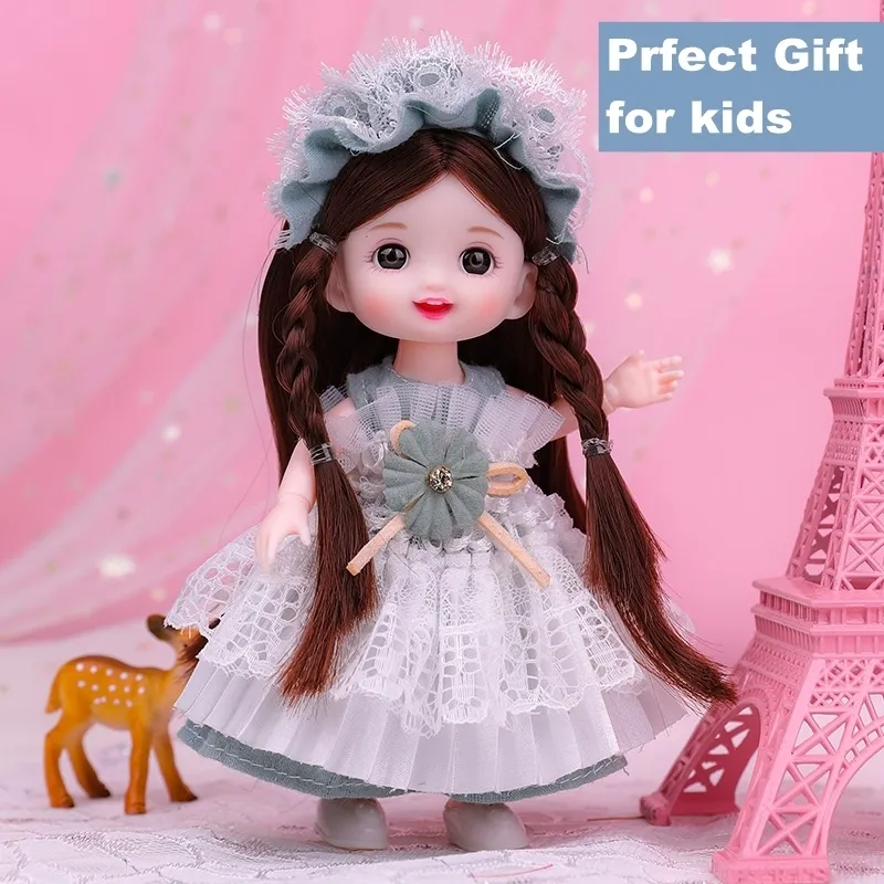 Ciała lalki części 17 cm Princess BJD 112 z ubraniami i butami ruchomymi 13 stawami słodka słodka twarz dziewczyna prezent dziecięcy zabawki 230329